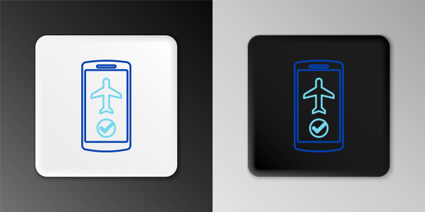 线路飞行模式中手机图标孤立在灰色背景上。飞机或飞机离线飞行方式旅客管制航线。色彩斑斓的轮廓的概念。向量图片下载