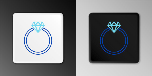 线钻石订婚戒指图标孤立在灰色背景。色彩斑斓的轮廓的概念。向量图片下载