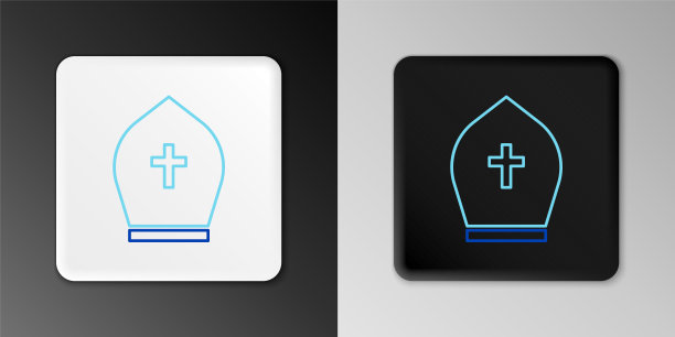 线教皇帽子图标孤立在灰色背景。基督教的帽子的迹象。色彩斑斓的轮廓的概念。向量图片下载