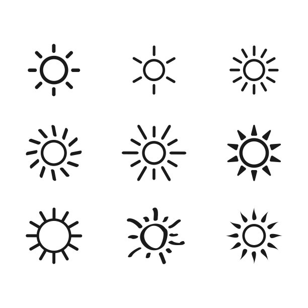 太阳线条图标集合图片下载
