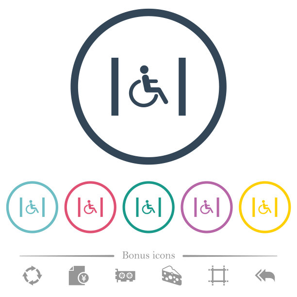 残疾人停车单位颜色图标在圆形轮廓图片下载