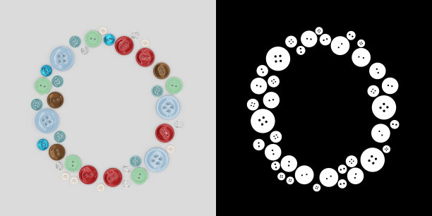 字母O的缝纫按钮字母表。由按钮组成的字母。按钮的来信。字体的按钮。在白色的背景上。3 d图片下载