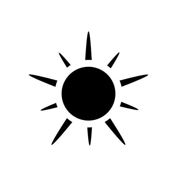 太阳图标。黑色的轮廓。图片下载
