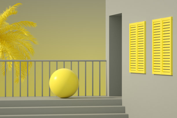 抽象建筑建筑，楼梯和色彩梯度天空图片下载