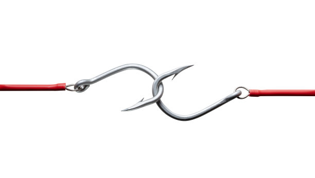 两个鱼钩卡住图片下载