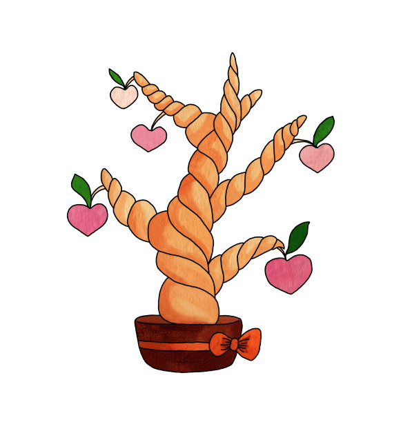 树枝上长着一颗心的幻想之树图片下载