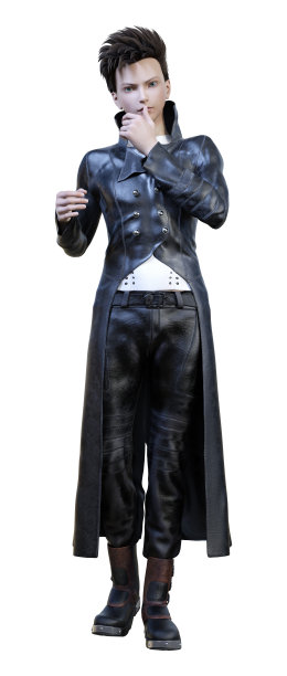 3D插图少年男孩穿着哥特式风格的衣服在白色图片下载