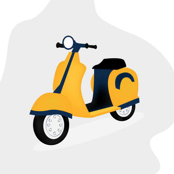 黄色的摩托车。平面风格孤立在白色背景上。矢量插图。图片下载
