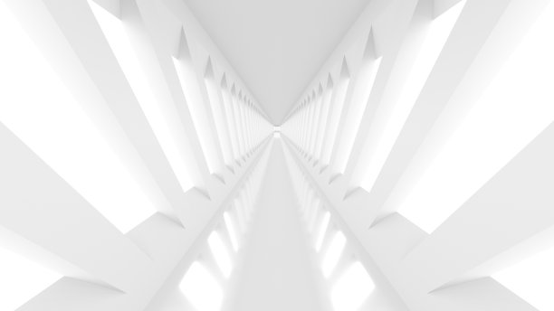 未来空旷的白色走廊与矩形的墙壁图片下载