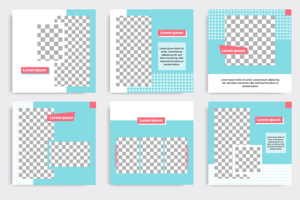 可编辑的正方形几何横幅模板图片下载