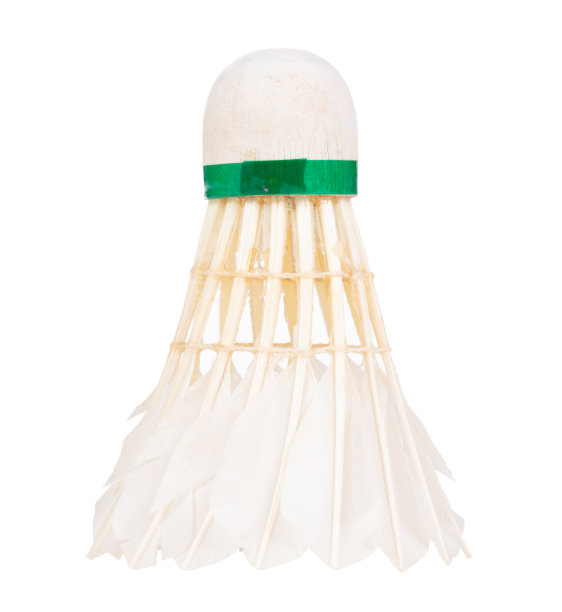 特写的羽毛球很旧很脏，孤立上白图片下载