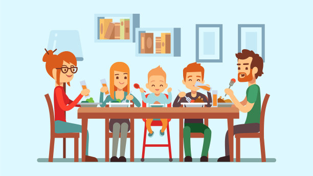 节日团圆饭，父母开心吃饭图片下载