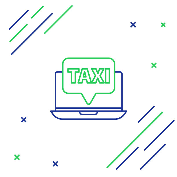线手提电脑呼叫出租车服务图标隔离图片下载
