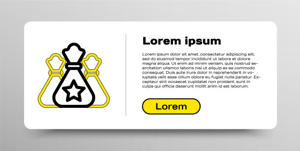 线圣诞老人袋礼物图标孤立白色图片下载