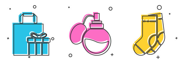 套装礼盒香水和袜子图标图片下载