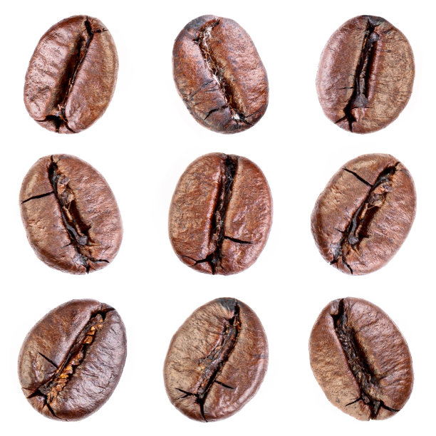 白色背景上分离出的咖啡豆图片下载