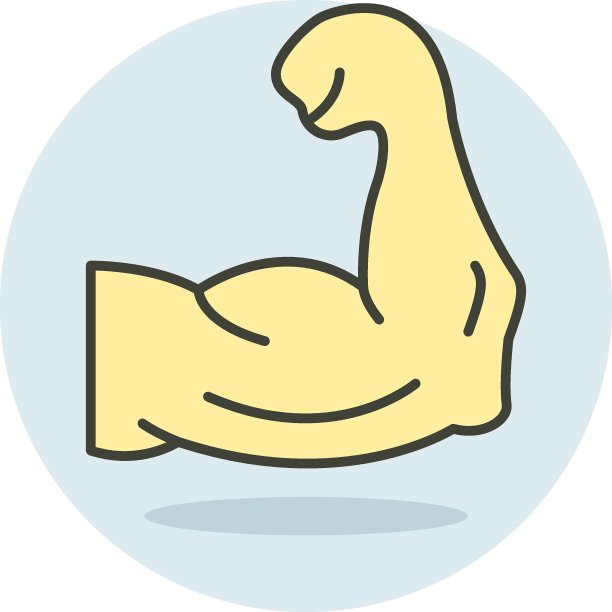 力量强大的肌肉概念，人体手臂矢量色线图标设计，健身房健身符号在白色背景，锻炼锻炼设备库存插图图片下载