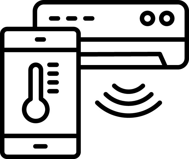 空调互联移动应用矢量色线图标设计，白色背景物联网符号，物联网和自动化库存插图，温度和气候监测概念，图片下载