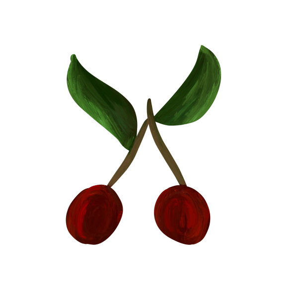 水粉画红色樱桃孤立的白色背景。马克杯，明信片，文具，厨房，打印和设计图片下载