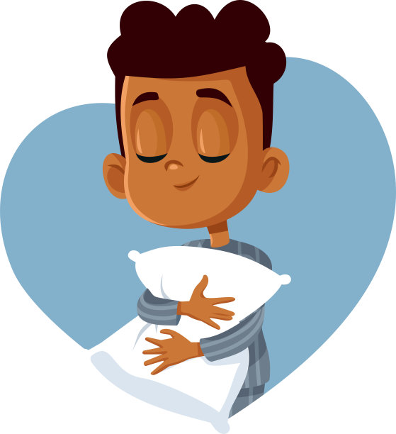 非洲男孩抱着枕头准备睡觉图片下载