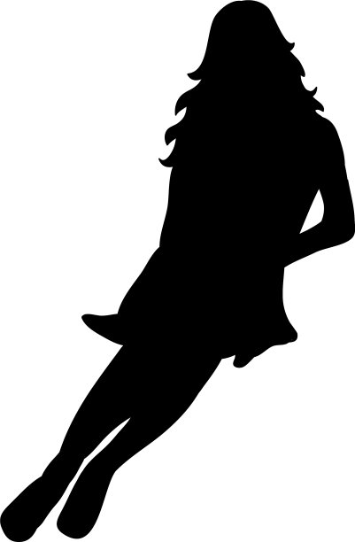 孤立的剪影一个女孩坐着图片下载