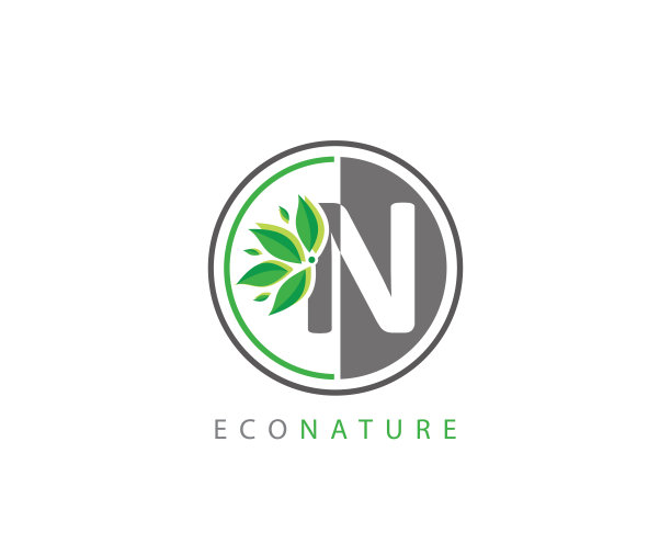 自然叶N字母图标设计。图片下载