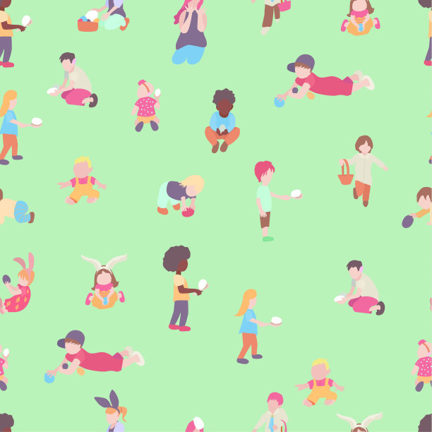 图案与多种族的孩子或孩子玩五彩缤纷的复活节图片下载