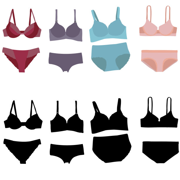 内裤和胸罩在白色背景上图片下载