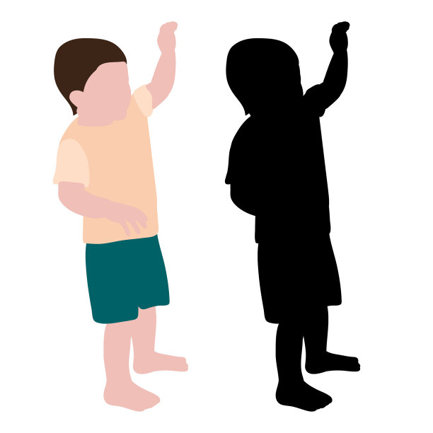 剪影儿童和在一个平坦的风格图片下载