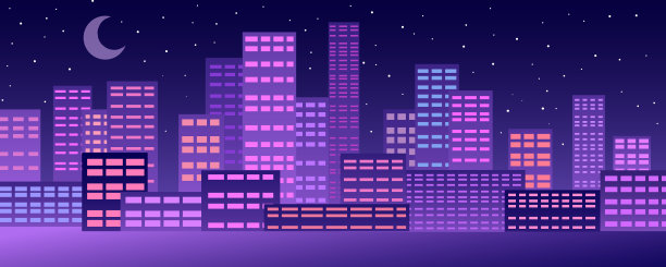 粉紫色抽象城市夜景素材图片