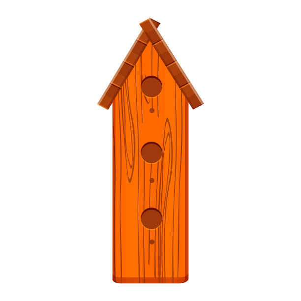 木制的棕色鸟屋矢量插图孤立图片下载