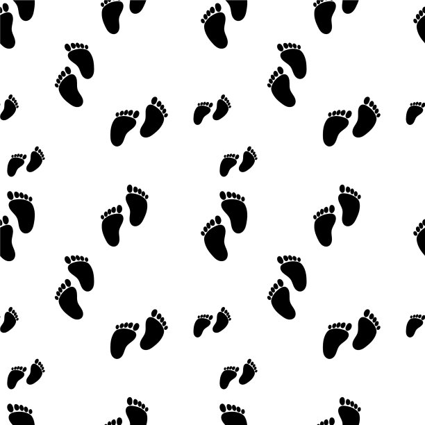 无缝背景与孩子脚印图片下载