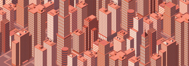 2.5D城市天际线矢量素材图片下载