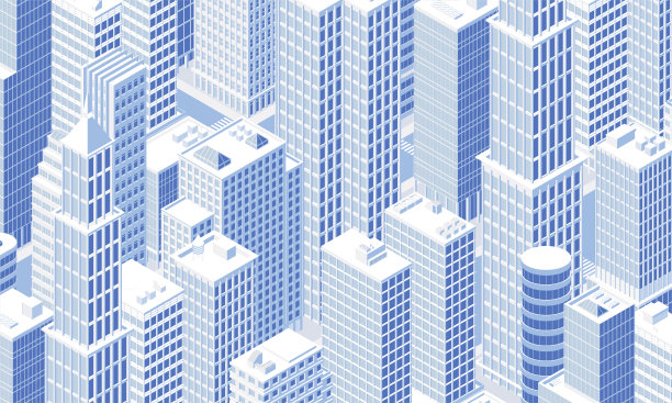 等距的城市天际线。矢量插图。图片下载