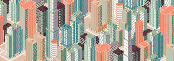 2.5D城市天际线矢量素材图片下载