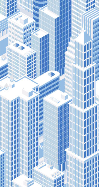 等距的城市天际线。矢量插图。图片下载