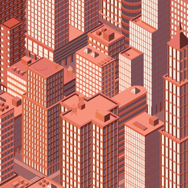 2.5D城市天际线矢量素材图片下载