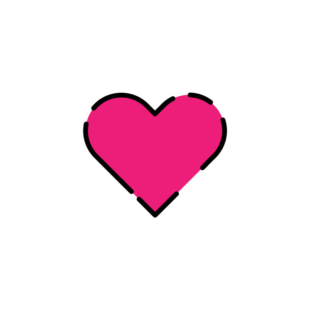 心形粉图标线爱情象征情人节图片下载