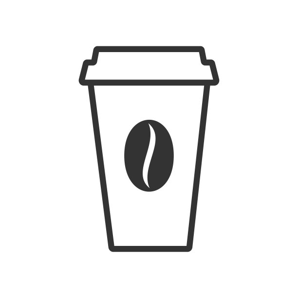 矢量图标杯咖啡与咖啡豆。纸杯标志模板。外卖食品的概念。插图孤立在白色背景上。平面设计。图片下载