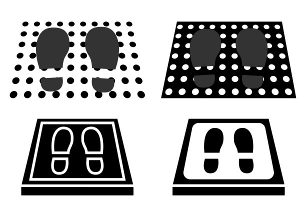 消毒垫。消毒垫套。抗菌地毯进入字形风格。为鞋子地毯消毒。矢量图图片下载