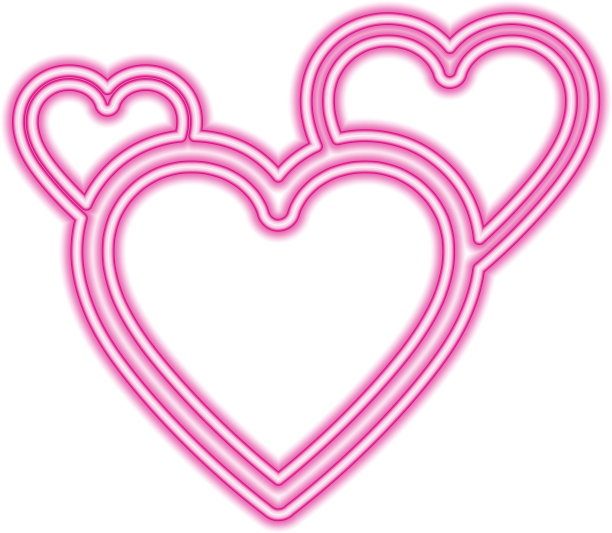 发光的霓虹粉色心在黑暗的背景图片下载