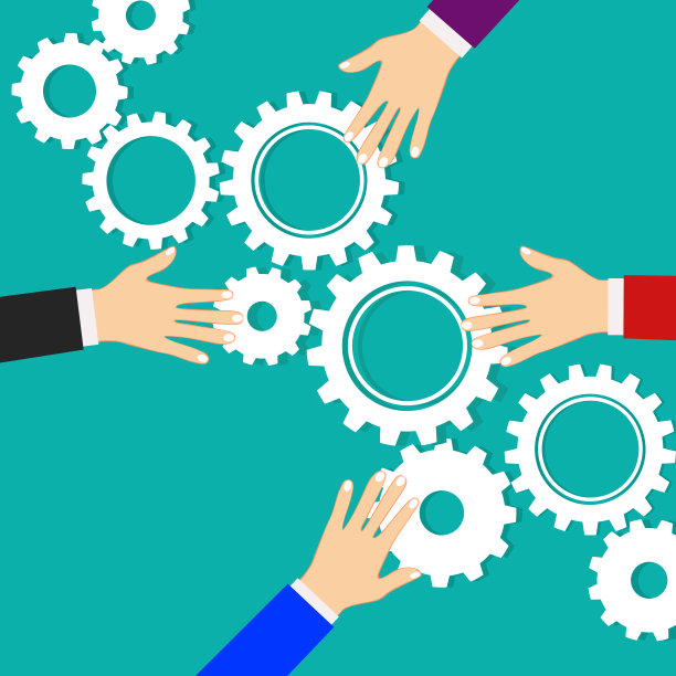 商人的双手将齿轮连接到一个谜题。业务概念说明图片下载