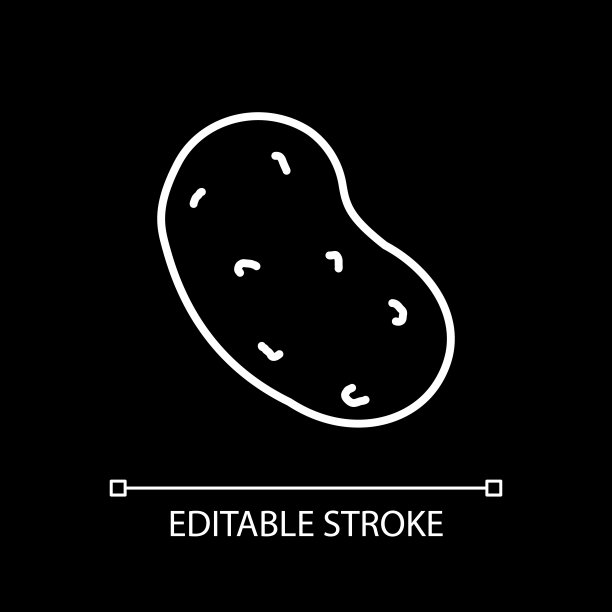 马铃薯白色线性图标为黑暗主题图片下载