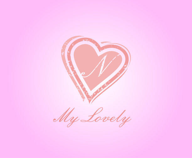 N字母心爱标志图标。图片下载