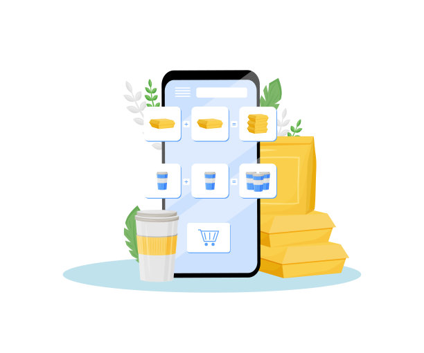 网上商店特别提供平面概念矢量插图。快餐折扣，免费午餐和饮料。网络餐厅广告宣传活动，即食点餐app创意创意图片下载