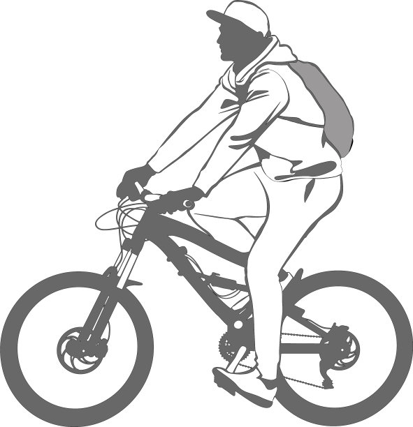 一个男人背着背包骑自行车旅行图片下载