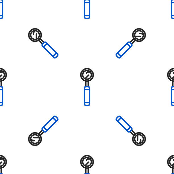 线牙科检查镜图标隔离无缝模式的白色背景。牙科检查工具。色彩斑斓的轮廓的概念。向量图片下载