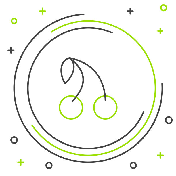 线樱桃图标孤立在白色背景。水果与叶子的象征。色彩斑斓的轮廓的概念。向量图片下载