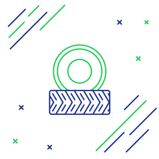 线汽车车轮图标孤立在白色背景。色彩斑斓的轮廓的概念。向量图片下载