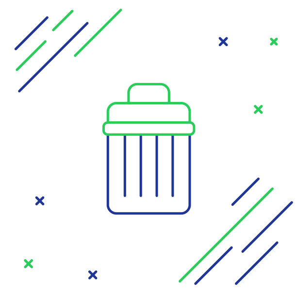 线垃圾桶图标孤立在白色背景。垃圾桶的迹象。回收篮图标。办公室垃圾图标。色彩斑斓的轮廓的概念。向量图片下载